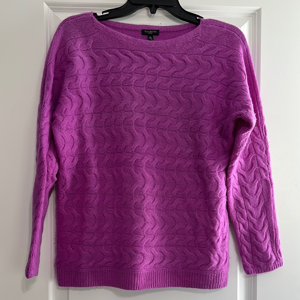 Talbots Merino Wool Crew Neck Sweater with Textured Knit